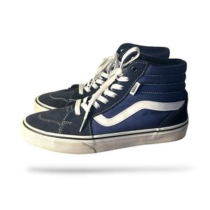 Men’s Vans Fillmore Hi Blue Canvas Dark Blue Suede size M8 Eu40.5